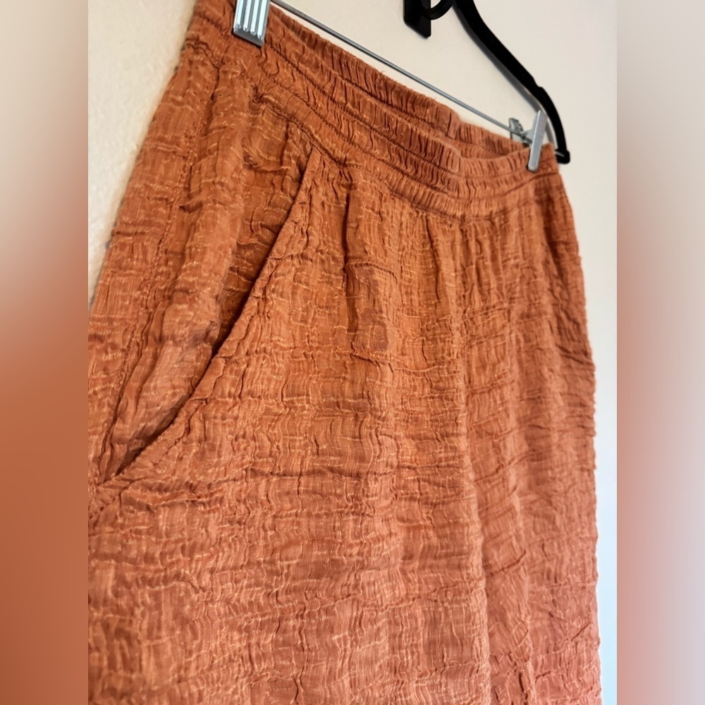 Aurea Vita Stockholm Ankle Pants Gauze Silk Linen Orange Medium EUC - Picture 6 of 8